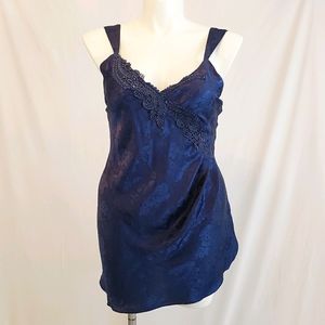 Vintage Victoria's Secret Gold Label Navy Sequin Nightgown Chemise Lingerie Slip